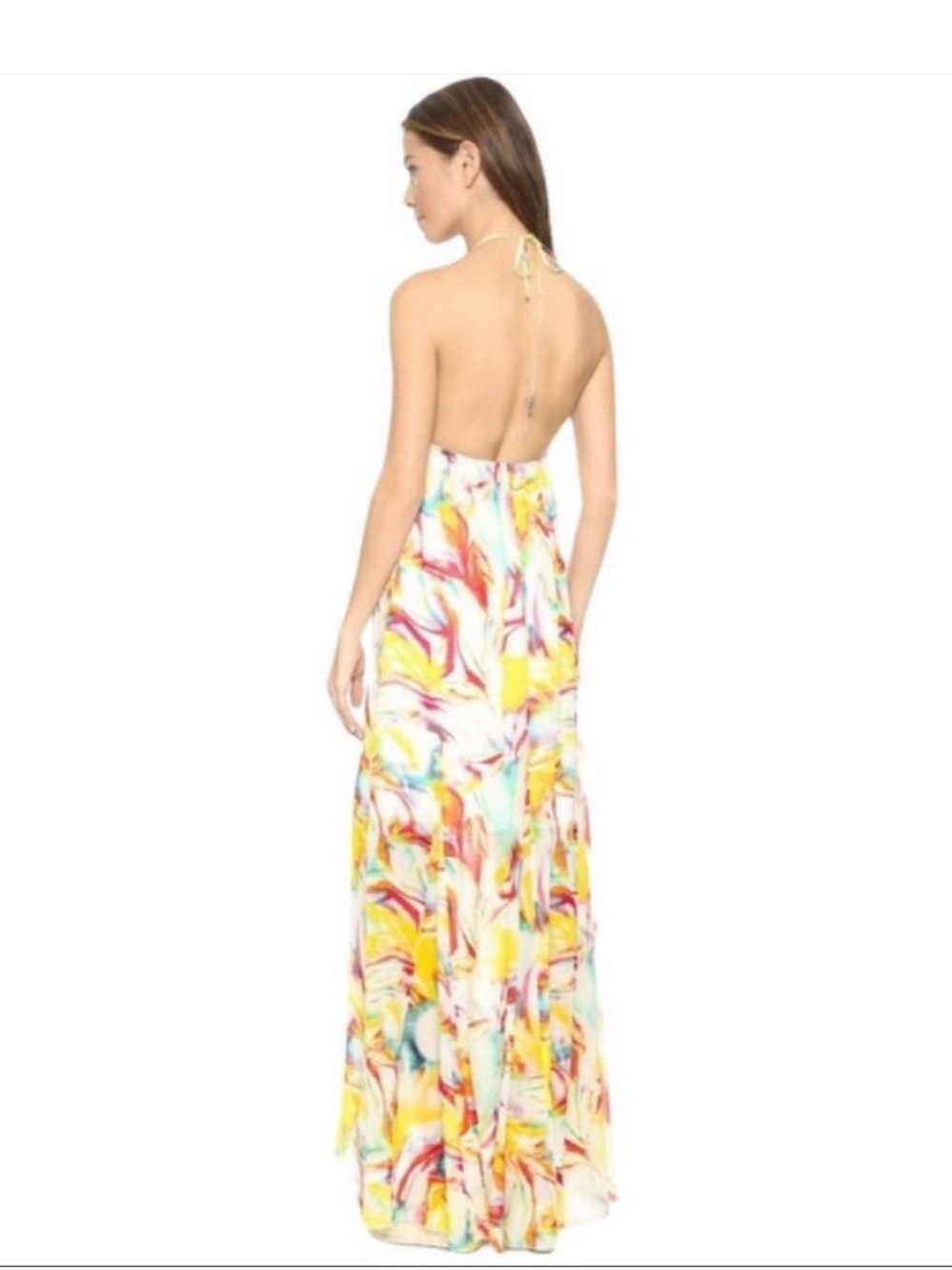 Alice + Olivia White Multicolor Halter Maxi Dress - Picture 4 of 5